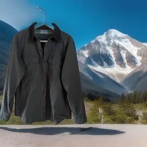 BLUE Saks Fifth Avenue Brown Shirt Jacket Flannel Lined Button Up Size M